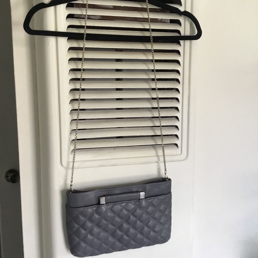 Trouve Gray Quilted Wristlet with Chain